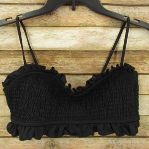 beach island Accordion Front Ruffle Trim Padded Swim Top L